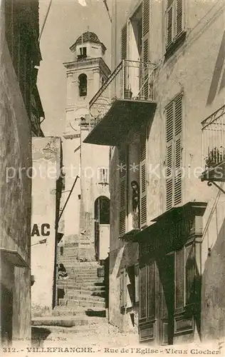 AK / Ansichtskarte Villefranche sur Mer Rue de lEglise Vieux Clocher Villefranche sur Mer