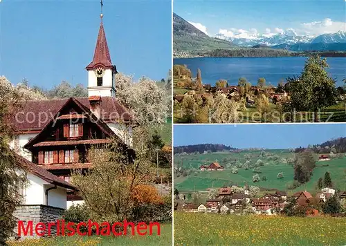 AK / Ansichtskarte Merlischachen Kirche Vierwaldstaettersee Panorama Merlischachen