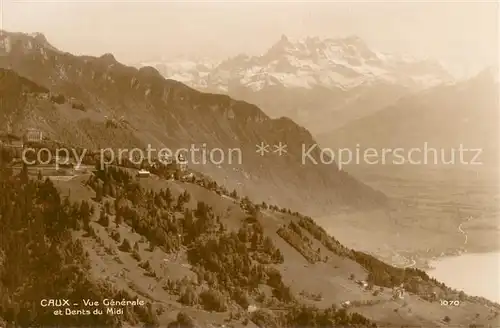 AK / Ansichtskarte Caux_VD Vue generale Lac Leman et les Dents du Midi Caux_VD