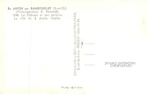 AK / Ansichtskarte Rambouillet Fliegeraufnahme Chateau Rambouillet