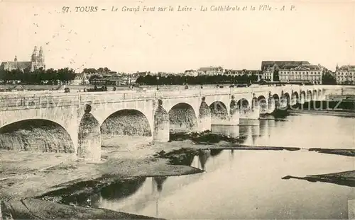 AK / Ansichtskarte Tours_Indre et Loire Le Grand Font sur la Loire La Cathedrale et la Ville Tours Indre et Loire