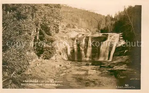 AK / Ansichtskarte Harrachov_Harrachsdorf Mummelfall Wasserfall im Riesengebirge Harrachov Harrachsdorf