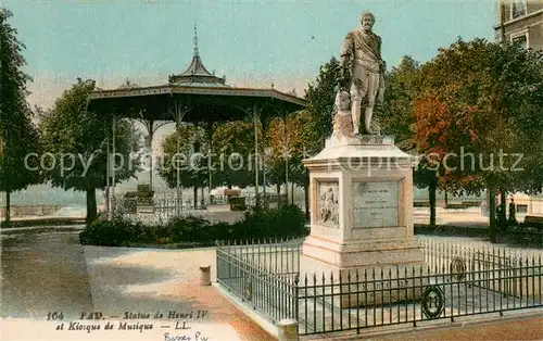 AK / Ansichtskarte Pau_64 Statue de Henri IV et Kiosque de Musique 