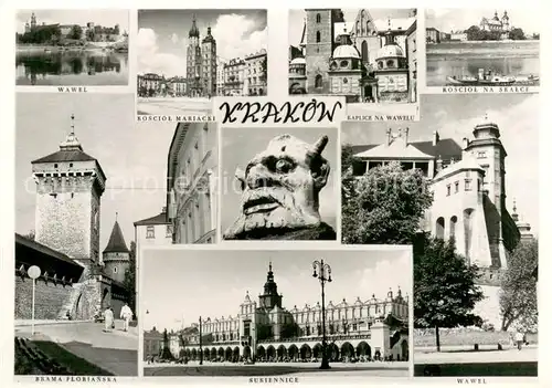 AK / Ansichtskarte Krakow_Krakau Wawel Kosciol Mariacki Kaplice na Wawelu Kosciol na Sealce Brama Florianska Sukiennice Wawel Krakow Krakau