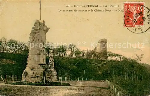 AK / Ansichtskarte La_Bouille_76 Le nouveau Monument et le Chateau Robert le Diable 