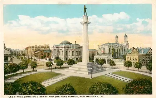 AK / Ansichtskarte New_Orleans_Louisiana Lee Circle showing Library and Shriners Temple 