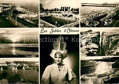 AK / Ansichtskarte Les_Sables d_Olonne Vues d ensemble Boulevard Plage Piscine Coucher de soleil Costumes Les_Sables d_Olonne