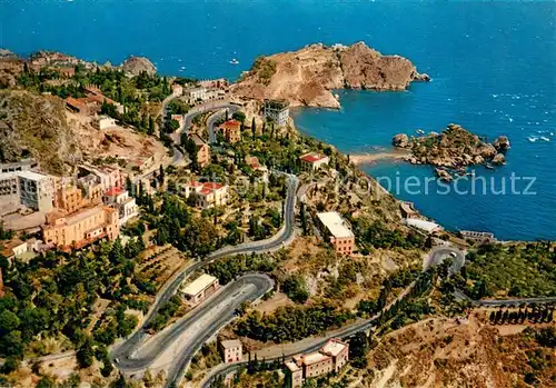 AK / Ansichtskarte Taormina_Sizilien Isola Bella Fliegeraufnahme Taormina Sizilien