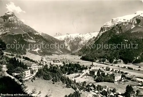 AK / Ansichtskarte Engelberg_OW Panorama mit Hahnen und Titlis Urner Alpen Engelberg OW