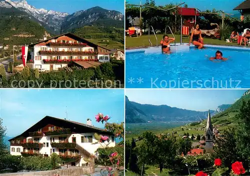 AK / Ansichtskarte Tramin_Weinstrasse  Pension Rechtenthal Pool Panorama Tramin_Weinstrasse 