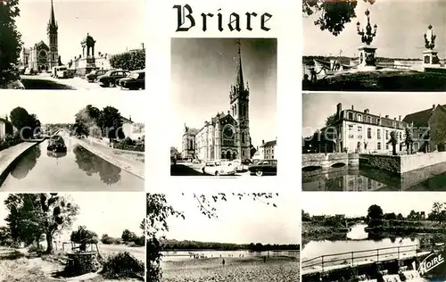 AK / Ansichtskarte Briare La place et leglise Le pont canal Le canal Hotel de ville Le camping La plage Briare