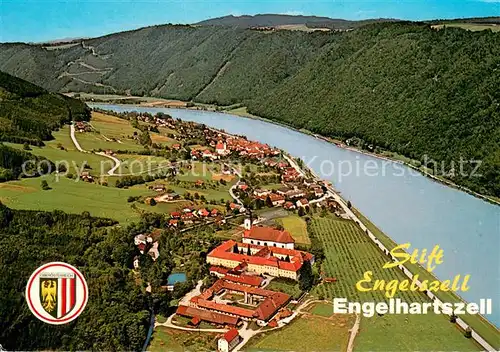 AK / Ansichtskarte Engelhartszell_Donau_Oberoesterreich Sommererholungsort an der Donau Trappistenkloster Engelszell Fliegeraufnahme Engelhartszell_Donau