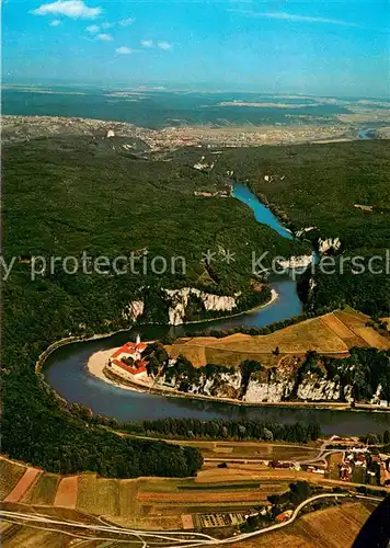 AK / Ansichtskarte Kelheim Fliegeraufnahme mit Kloster Wellenburg und Donaudurchbruch Kelheim