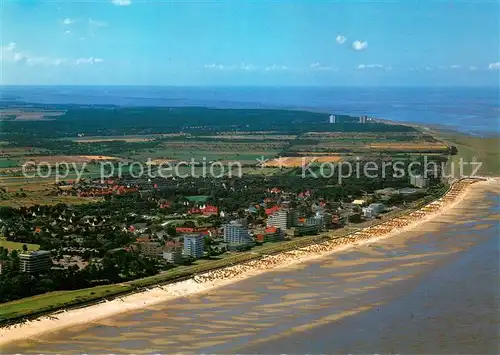 AK / Ansichtskarte Cuxhaven_Duhnen_Nordseebad Fliegeraufnahme mit Strand Cuxhaven_Duhnen