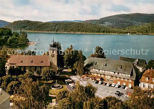 AK / Ansichtskarte Schluchsee Kirche Hotel Schiff Schwarzwald Fliegeraufnahme Schluchsee