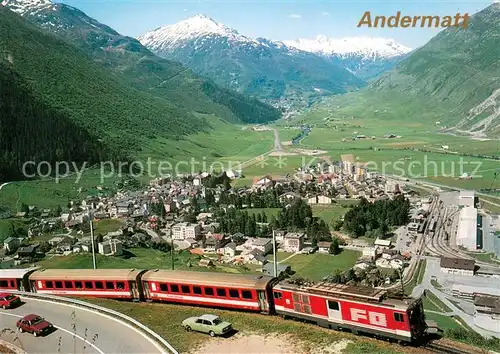 AK / Ansichtskarte Andermatt Furka Oberalp Bahn Fliegeraufnahme Andermatt