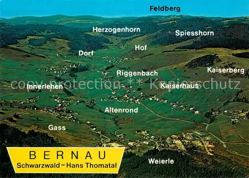 AK / Ansichtskarte Bernau_Schwarzwald Fliegeraufnahme mit Feldberg Herzogenhorn Kaiserberg Bernau Schwarzwald