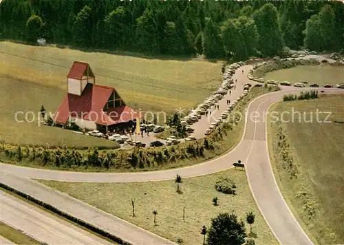 AK / Ansichtskarte Adelsried Autobahnkirche Maria Schutz der Reisenden Autobahn Muenchen Stuttgart Fliegeraufnahme Adelsried