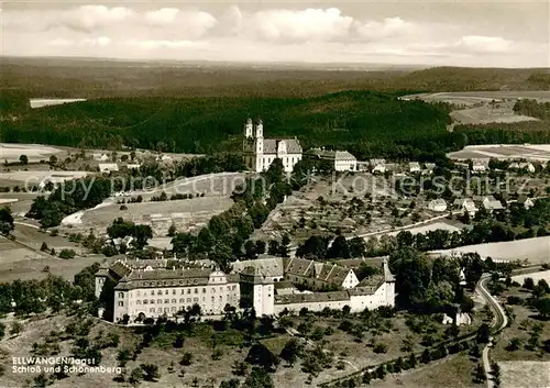 AK / Ansichtskarte Ellwangen_Jagst Schloss und Schoenenberg Fliegeraufnahme Ellwangen_Jagst