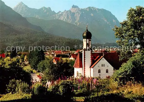 AK / Ansichtskarte Wallgau Kirche mit Karwendelkirche Wallgau