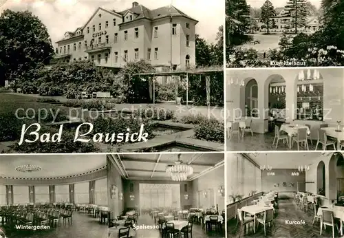 AK / Ansichtskarte Bad_Lausick Kurbad Kurmittelhaus Wintergarten Speisesaal Kurcafe Bad_Lausick