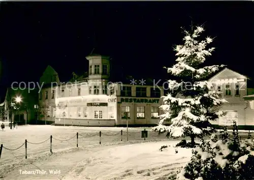 AK / Ansichtskarte Tabarz Cafe Restaurant Ortszentrum im Winter Tabarz