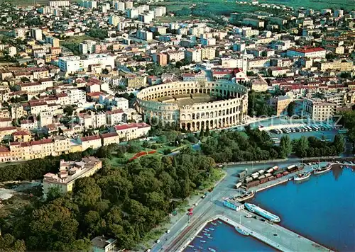 AK / Ansichtskarte Pula_Pola_Croatia Arena Hafen Fliegeraufnahme 