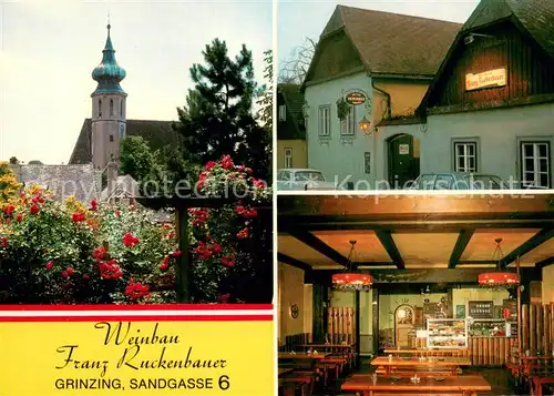 AK / Ansichtskarte Grinzing_Wien Kirche Weinbau Franz Ruckenbauer Gaststube Grinzing Wien