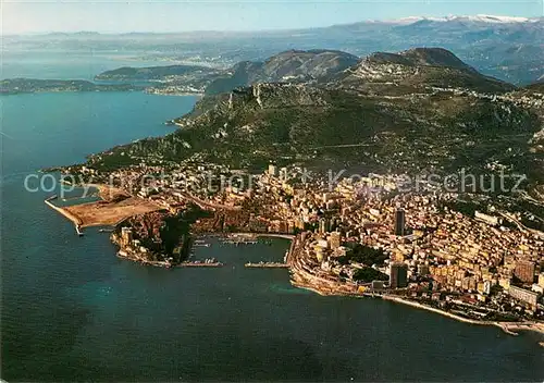 AK / Ansichtskarte Monaco Vue aerienne en haut a droite le Turbie au fond Beaulieu Villefranche et Nice  Monaco