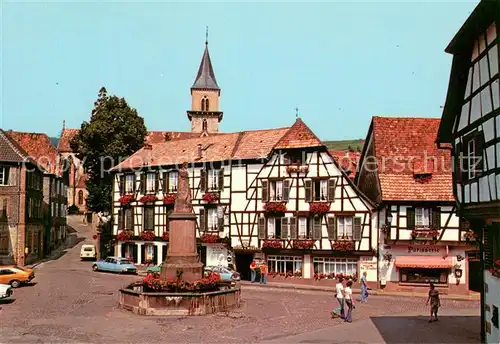 AK / Ansichtskarte Ribeauville_Haut_Rhin_Elsass La Place de la Sinn avec lHotel du Mouton et lEglise Saint Gregoire Ribeauville_Haut