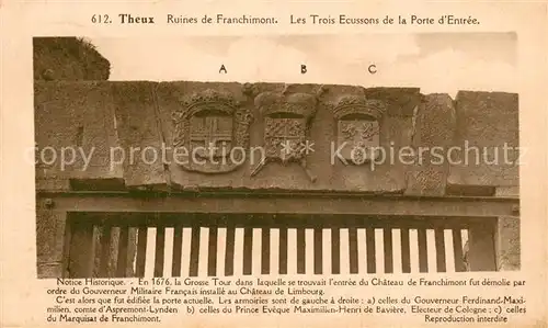 AK / Ansichtskarte Theux Ruines de Franchimont Les Trois Ecussons de la Porte d Entree Theux