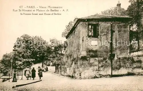 AK / Ansichtskarte Vieux_Montmartre Rue Saint Vincent et Maison de Berlioz Vieux Montmartre