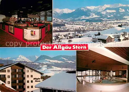 AK / Ansichtskarte Sonthofen_Oberallgaeu Der Allgaeu Stern Gastraum Hallenbad Panorama Sonthofen Oberallgaeu