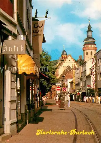 AK / Ansichtskarte Durlach Pfinztalstrasse mit Rathaus und ev Stadtkirche Durlach
