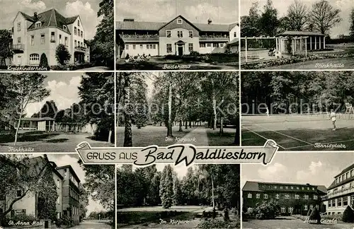 AK / Ansichtskarte Bad_Waldliesborn Kinderheim Badehaus Trinkhalle Kurpark Tennisplatz Kurhaus Bad_Waldliesborn