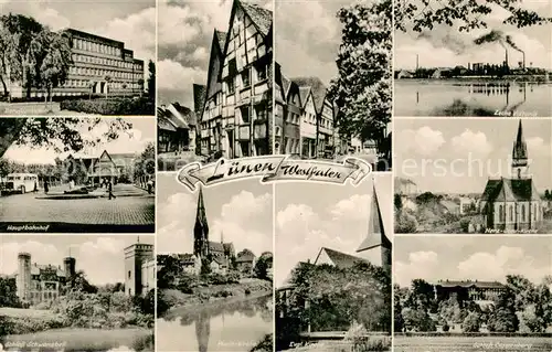 AK / Ansichtskarte Luenen Berufsschule Bahnhof Schloss Altstadt Kirche Zeche Viktoria Luenen