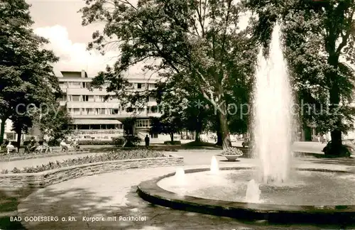 AK / Ansichtskarte Bad_Godesberg Kurpark mit Parkhotel Springbrunnen Bad_Godesberg