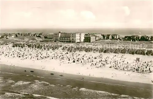 AK / Ansichtskarte Juist_Nordseebad Fliegeraufnahme Strand Juist_Nordseebad