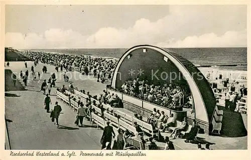 AK / Ansichtskarte Westerland_Sylt Promenade mit Musikpavillon Westerland_Sylt