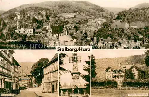 AK / Ansichtskarte Stolberg_Harz Stadtpanorama Neustadtstrasse Josephshoehe Aussichtsturm Thomas Muentzer Heim Stolberg Harz