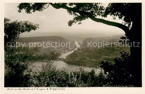 AK / Ansichtskarte Bingen_Rhein Panorama Blick von der Rossel Serie Der deutsche Rhein Bingen Rhein