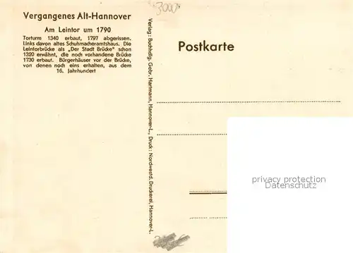 AK / Ansichtskarte Alt_Hannover Am Leintor um 1790 Alt_Hannover