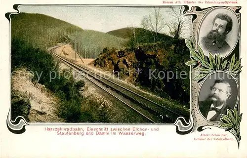 AK / Ansichtskarte Ruebeland_Harz Harzzahnradbahn Portrait Roman Abt Erfinder des Zahnstangensystems Albert Schweitzer Erbauer der Zahnradbahn Offizielle Ansichtskarte No. 11 Serie 49 Ruebeland_Harz