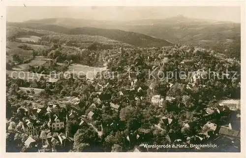 AK / Ansichtskarte Wernigerode_Harz Brockenblick Fliegeraufnahme Wernigerode Harz