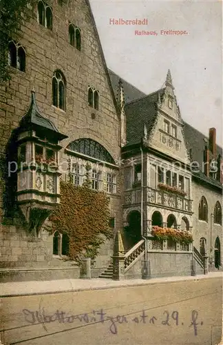 AK / Ansichtskarte Halberstadt Rathaus Freitreppe Halberstadt