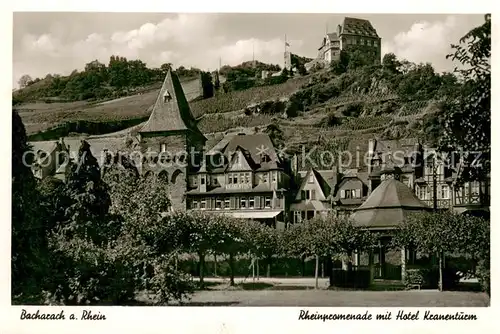 AK / Ansichtskarte Bacharach_Rhein Rheinpromenade mit Hotel Kranenturm Bacharach Rhein