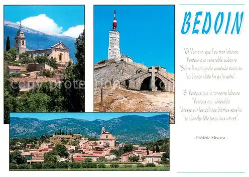 AK / Ansichtskarte Bedoin Village provencale au pied du Mont Ventoux Eglise Poesie Frederic Mistral Bedoin