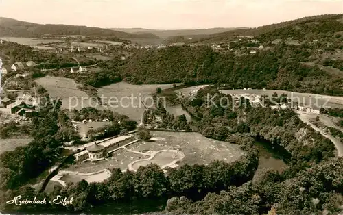 AK / Ansichtskarte Heimbach_Eifel Freibad Fliegeraufnahme Heimbach Eifel