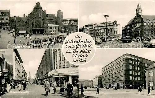 AK / Ansichtskarte Gelsenkirchen Hauptbahnhof Hauptpost Bahnhofstrasse Hans Sachs Haus Gelsenkirchen