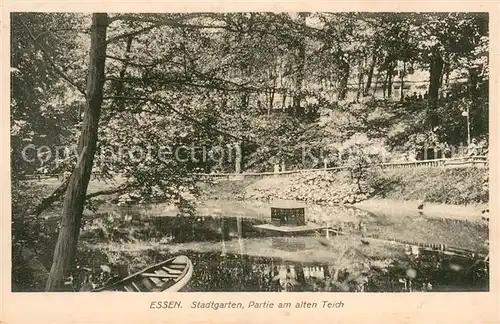 AK / Ansichtskarte Essen_Ruhr Partie am alten Teich im Stadtgarten Essen_Ruhr